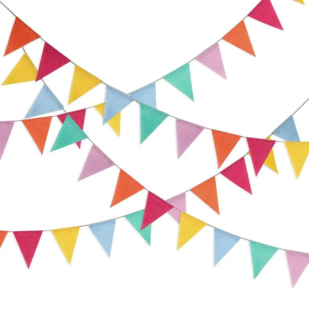Bunting Banner 6-color Imitation Linen Pennant Flags Party European Wedding Decoration | Дом и сад