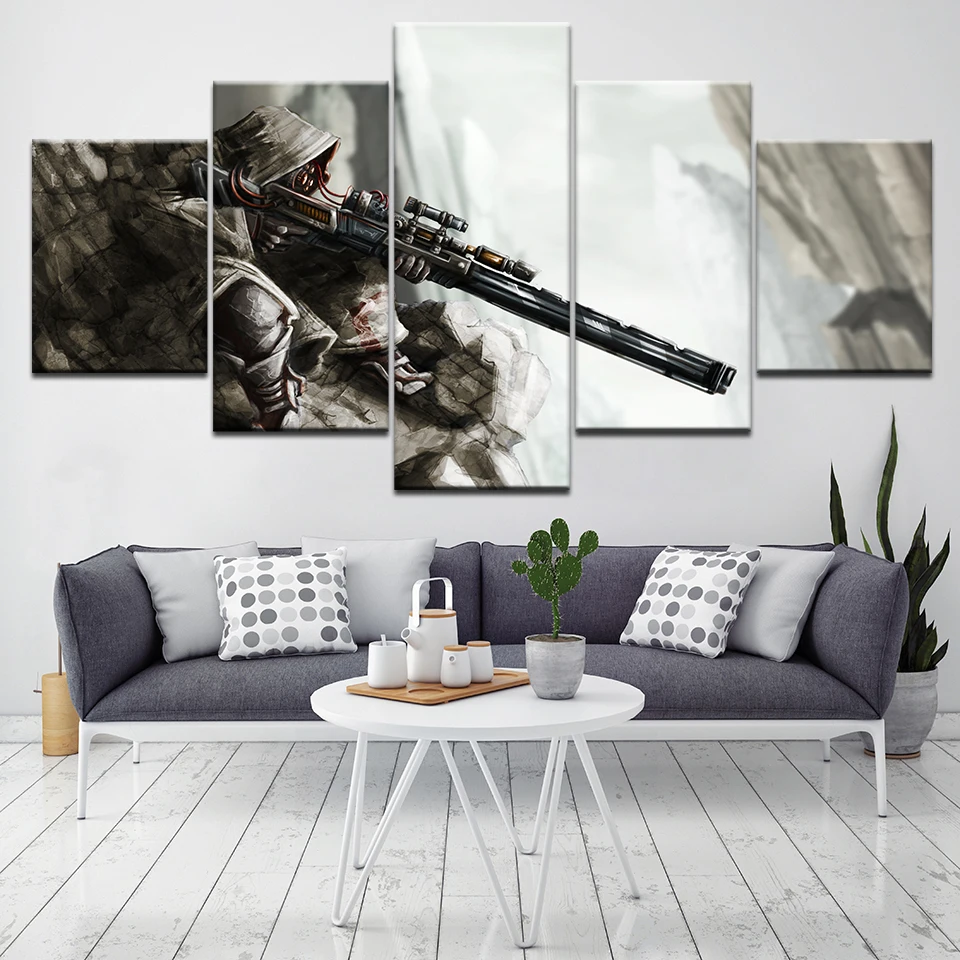 5 панельных холщовых рамок настенные искусства фантастическое оружие