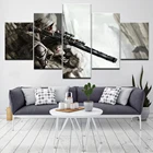 5 панельных холщовых рамок, настенные искусства, фантастическое оружие, снайперская винтовка destiny, видеоигра, персонаж модульный, домашний декор, картина