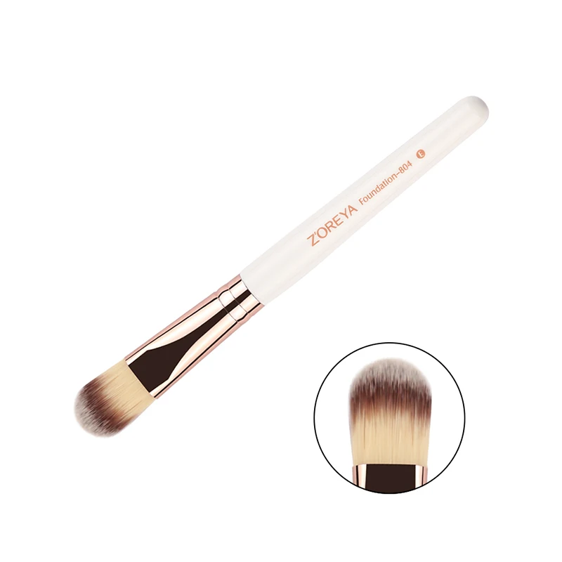 Zoreya Brand New arrive High quality white wooden handle Make up brush Foundation for women cosmetic make tool | Красота и здоровье