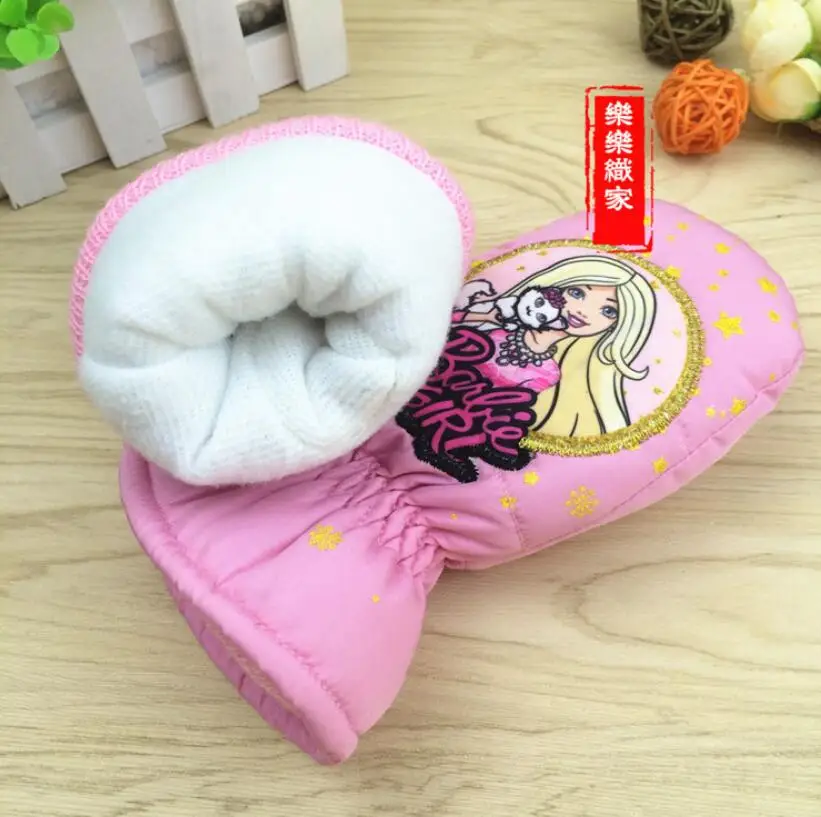 Winter warm baby girl mittens Children princess ski outdoor cartoon gloves girls riding windproof waterproof For 2-4 Y | Детская одежда