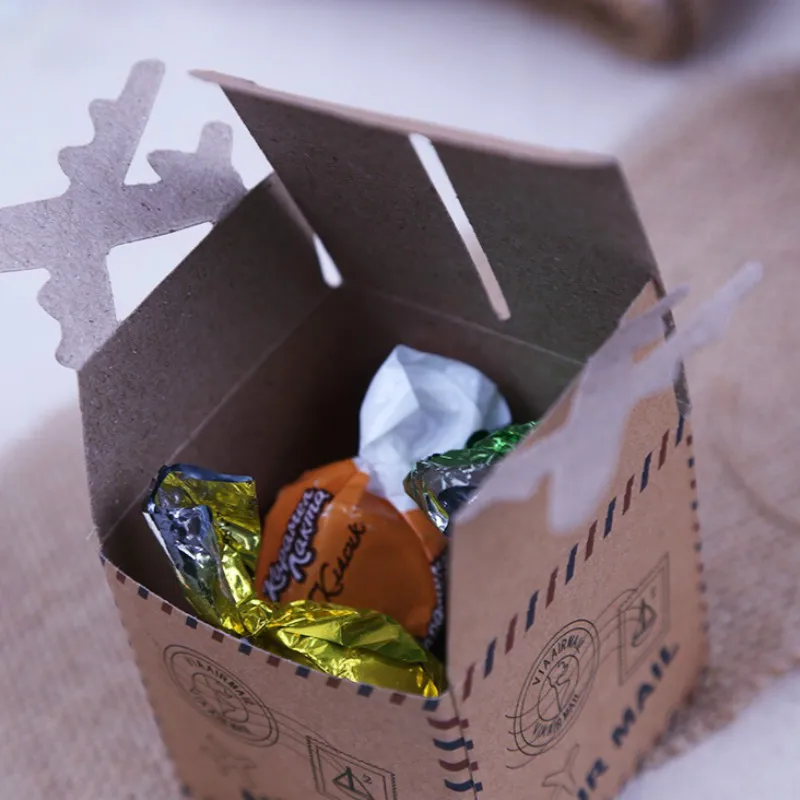 50 шт крафт-бумага Самолет конфетная коробка свадебные путешествия тема