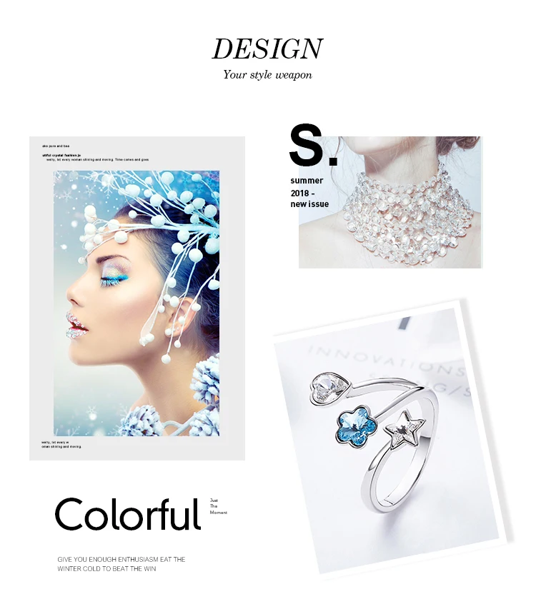 CDE женские кольца украшенные кристаллами от Swarovski сердце цветок звезды регулируемые обрачальные кольца, Помолвка Ювелирные изделия Ringen