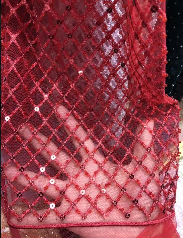

nice looking French tulle embroidery lace fabric with beads SYJ-12111 for bridal dress