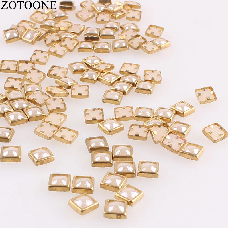 ZOTOONE 50PCS 4X4MM Wrapping Glue On Rhinestones For Clothes Nails Art DIY Flatback Sewing Accessory Sticker | Дом и сад