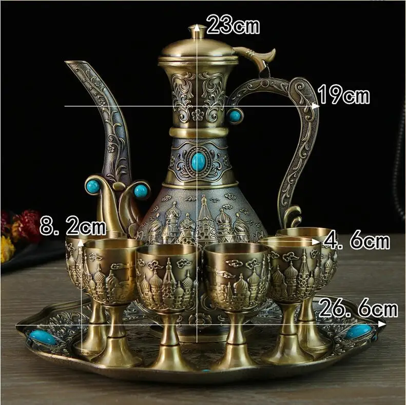 Роскошный 8 шт./компл. декоративный Бронзовый винный набор виски Графин виски набор напиток шейкер форвере виски для дома Бар JJ099