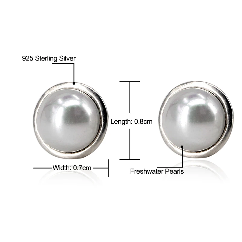 New Original 100% 925 Sterling Silver Elegant Beauty Stud Earrings Freshwater Pearl Brincos Earing Ear For Women Fashion Jewelry | Украшения