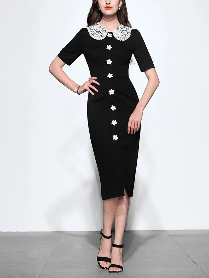 Подиумное дизайнерское облегающее платье с пуговицами Питер Жемчуг 2018 осеннее