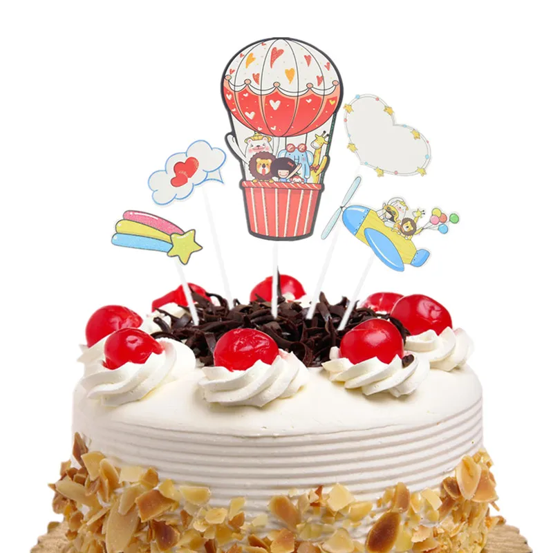 Топпер для торта С Днем Рождения флаги воздушный шар облако рыба Детские торты