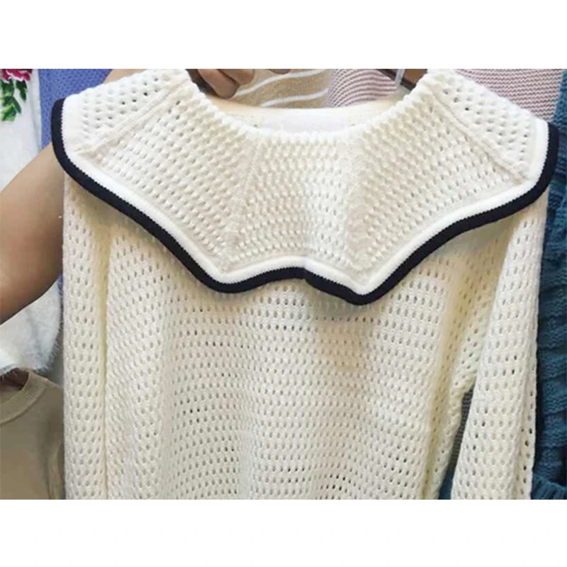 рыхлый стиль Элегантный трикотаж осень-зима свитер пуловер женщин топы Тонкий O