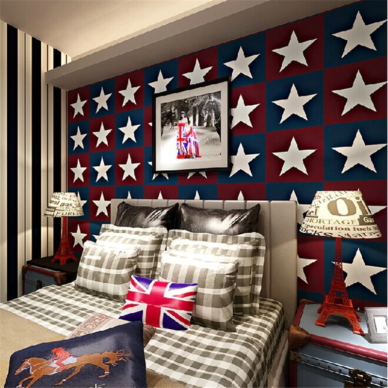 Высококачественные Американские синие белые обои для гостиной и спальни
