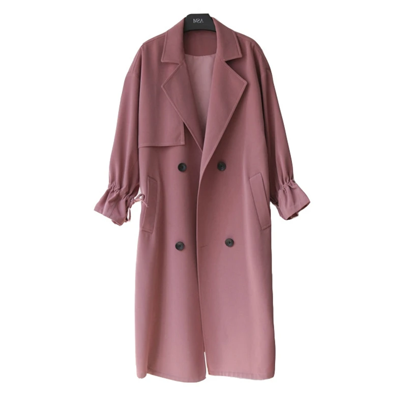

Spring Autumn Women Fashion Office Work Long Windbreakers Female Slim Casual Sashes Outwears Ladies Flare Sleeve Trench Coat X61
