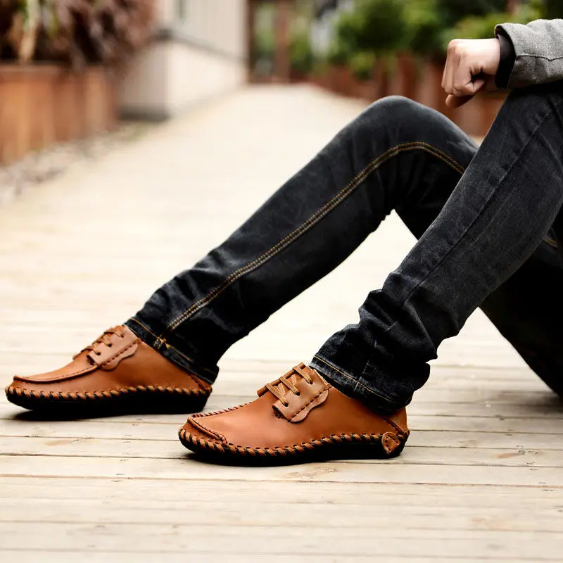 Sycatree 2018 Winter Summer Genuine Cow Leather Casual Shoes for Men Luxury Flats Brand Men's Sneakers Zapatos De Hombre | Обувь