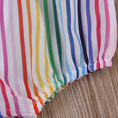 Милые детские радужные полосатые боди одежда для маленьких девочек комбинезон |