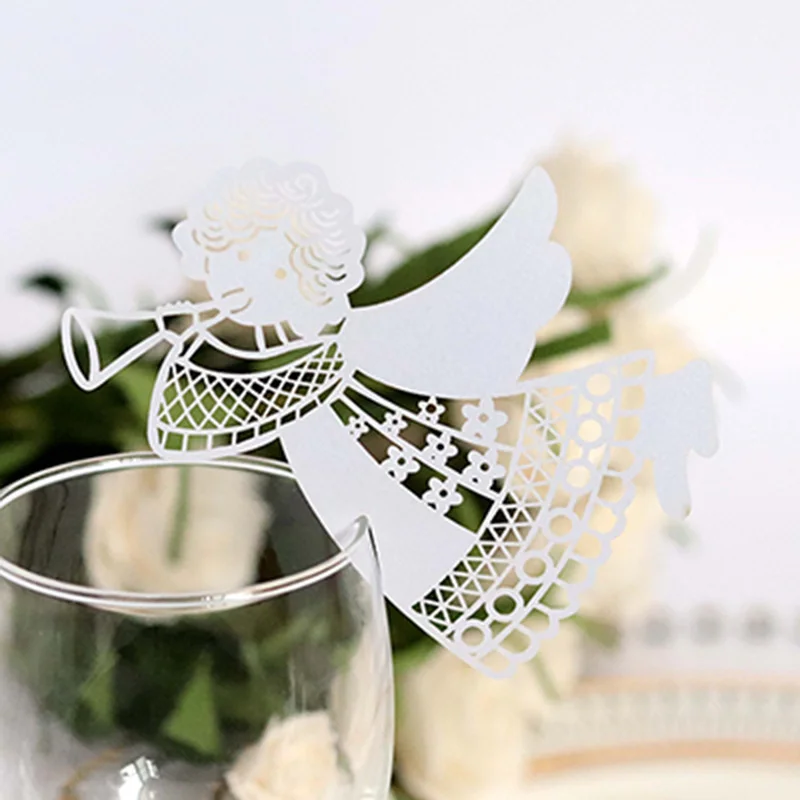 20 шт./лот стакан с лазерной вырезкой в виде ангела украшение для свадебвечерние