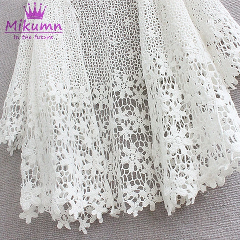 Mikumn Blusas Femininas, лето, новинка, женский милый кружевной кардиган с цветочным рисунком, с вырезами, вязанный крючком, блузка, пляжные топы, Camisas Mujer