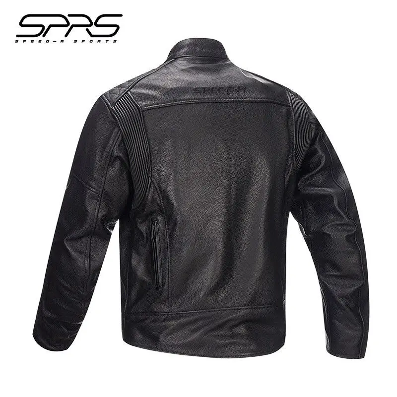 SPRS мотоциклетный джерси мужской кожаный костюм куртка Гонки Черный коровьей
