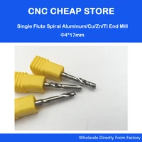 3pcs 4mm17mm single flute aluminum milling cutter quality end mill tool cnc router bit on aluminumcopper