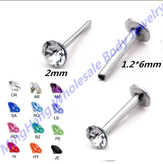

18g 16g Threadless Push Pin Labret Studs Lip Nose Ear Cartilage Helix Tragus Stud Body Piercing Jewelry Mixed 12 Color