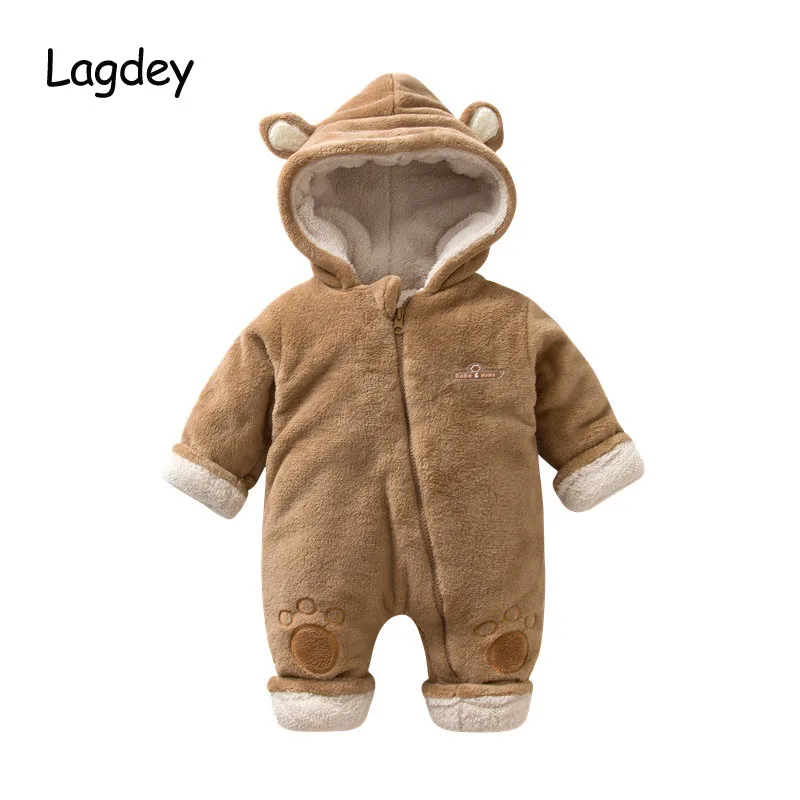LAGDEY Новые Детские Одежда для новорожденных 0 24 м Животные теплый с капюшоном Для