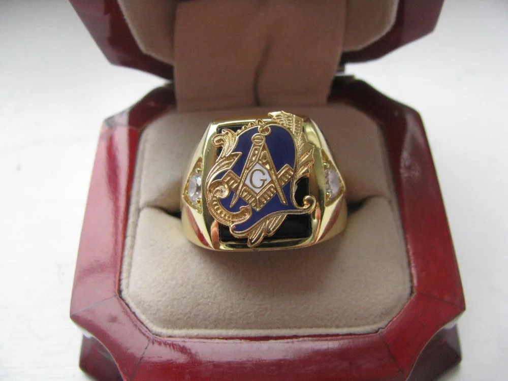 

Hot Selling Natural Onyx 18kt Gold Filled Masonic Memorial religious Party ring Size 7 8 9 10 11 12 13 14 15