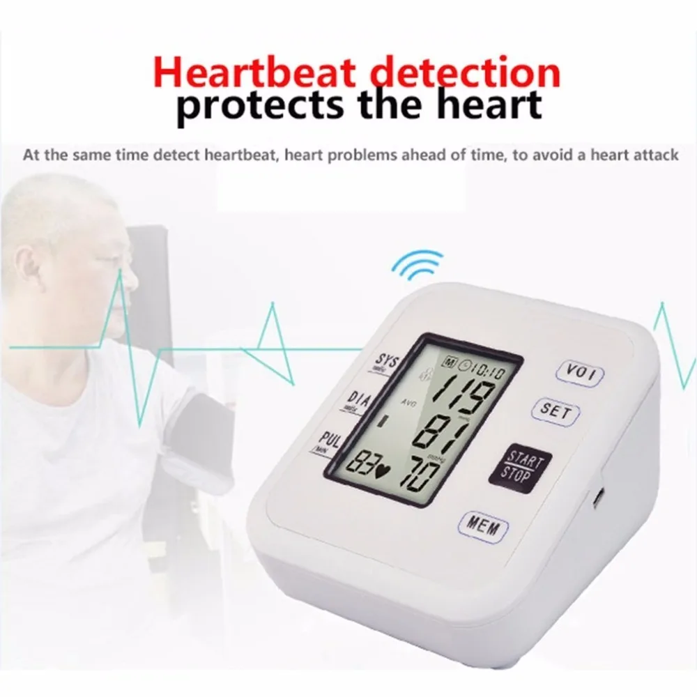 U-Kiss Arm Rechargeable Voice Tonometer Digital Pulse Blood Pressure Monitor Health Care Household Sphygmomanometer Monitors