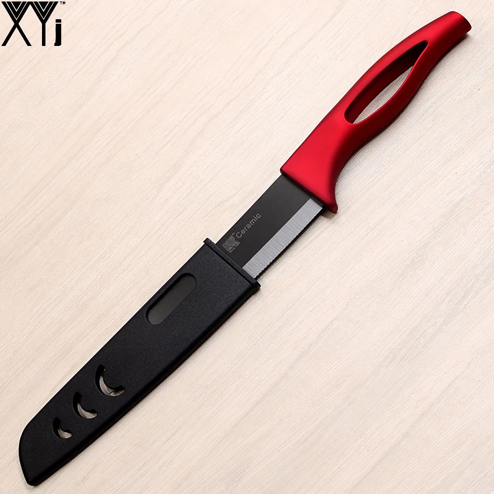 Керамика хлеб Ножи черное лезвие красной ручкой экологичный 6 дюймов santoku xyj