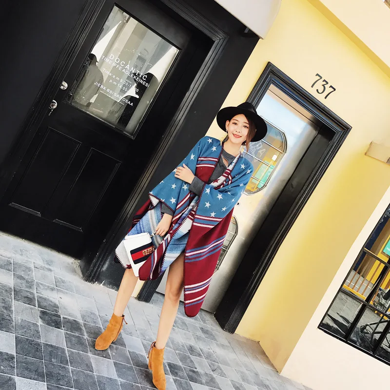 Платки Desigual шарф Новинка 2017 Европа Сплит негабаритных шаль платок хиджаб écharpe