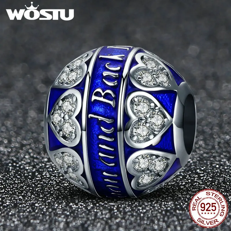 WOSTU модные новые 100% Стерлинговое Серебро 925 пробы Love You Forever Heart Pave Beads fit