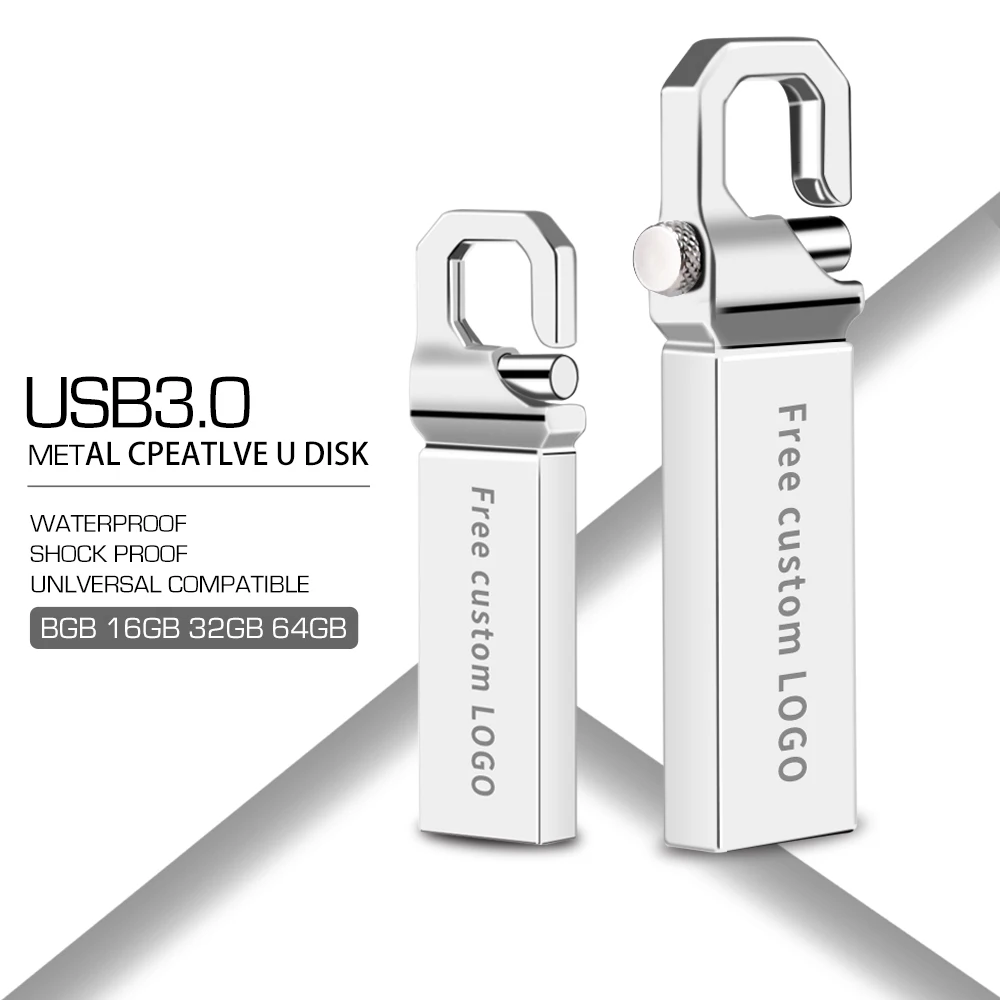 USB флеш-накопитель 64 ГБ 3,0, металлическая флешка, USB флешка, высокая скорость, 32 ГБ, флеш-накопитель, емкость, настоящая, 16 ГБ, USB флеш-браслет, бесплатный логотип