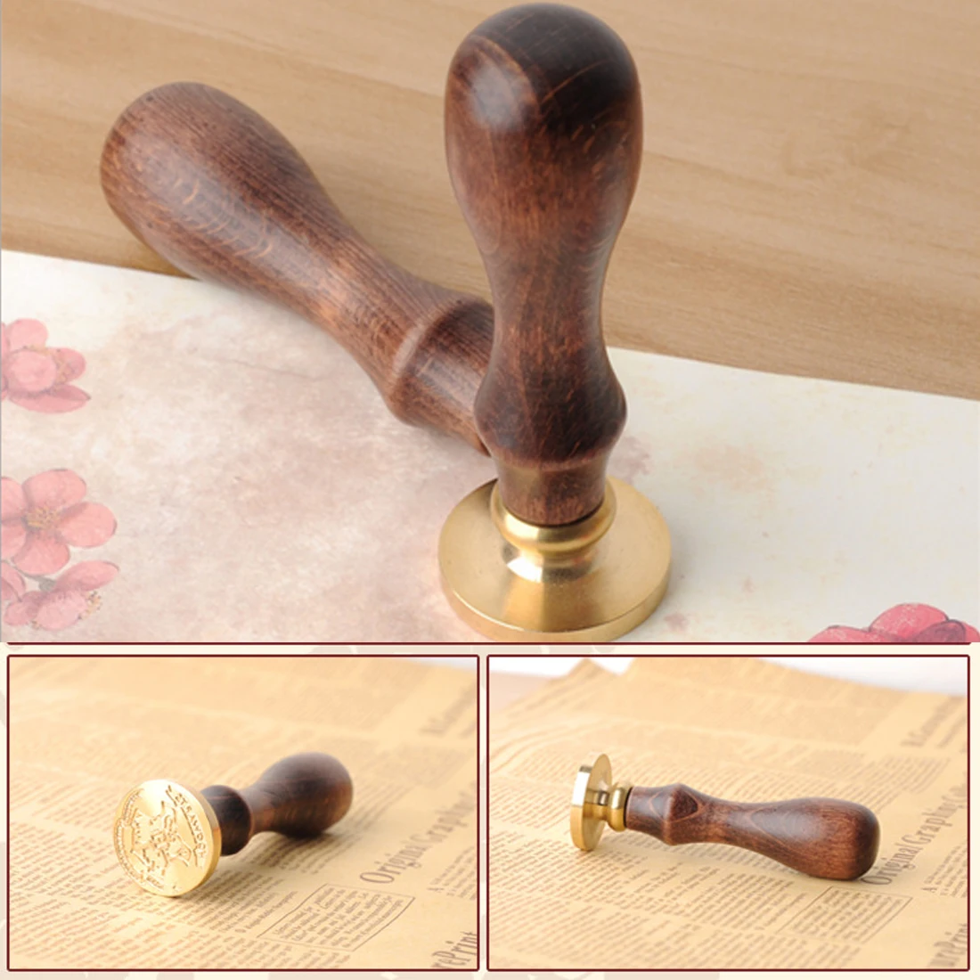 Подарочная ручка для штампа винтажная из палисандра в стиле ар деко|stamp handle|sealing wax
