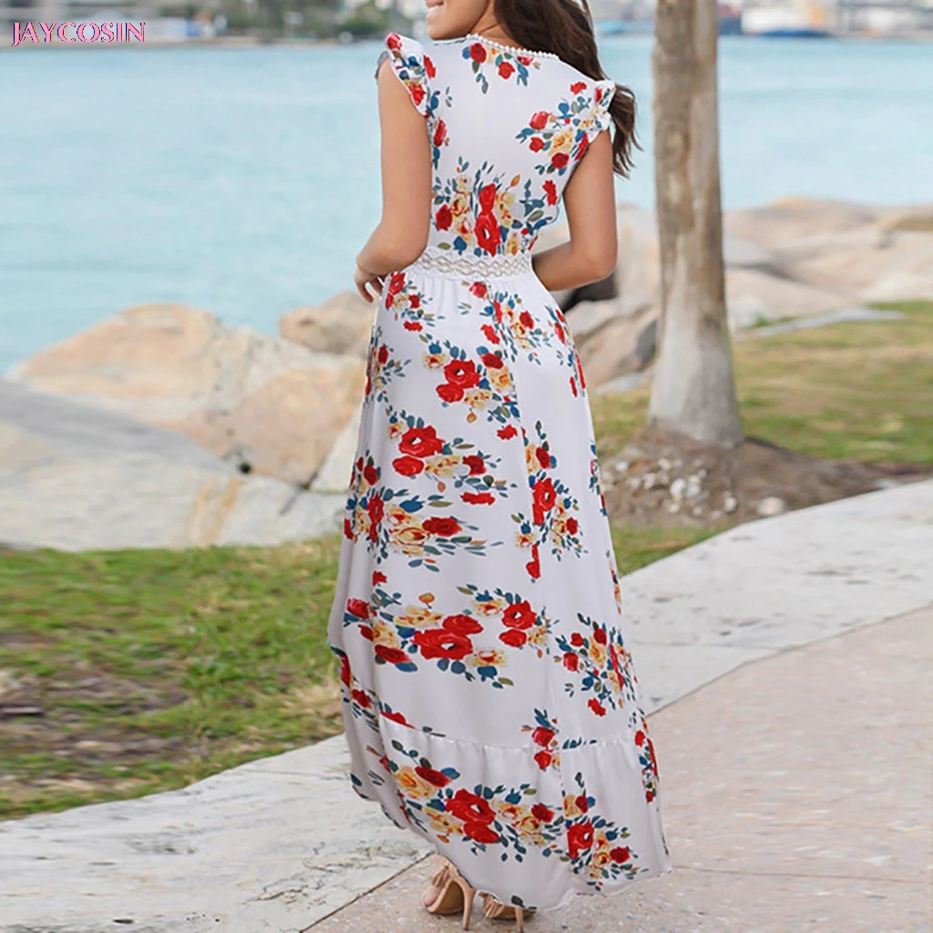 2020 Dress S- XXL Size Women's Floral Bodycon Derss Mid-Calf Elegant Sleeveless Ruffle Midi Party Lover Gift Drop #0409 | Женская