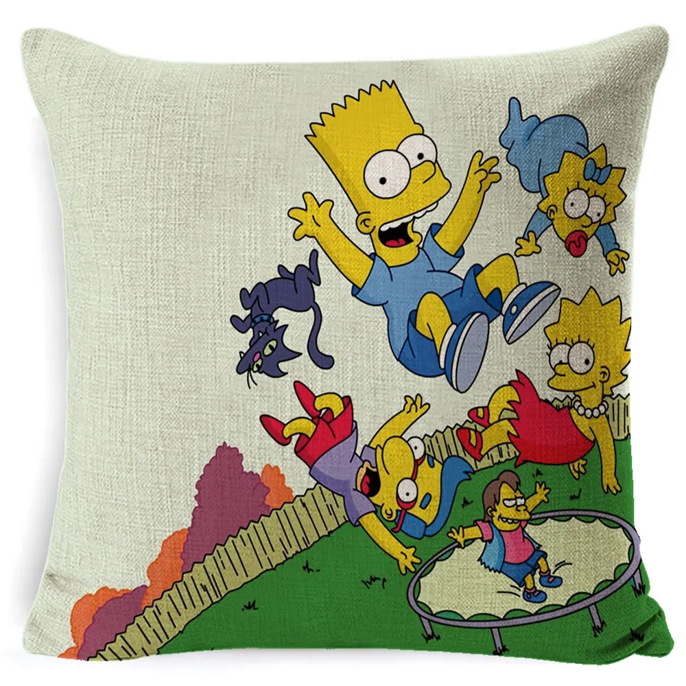 FOKUSENT Семья комедийные Юмор The Simpsons мультипликационный персонаж изображения Подушка Чехол Украшение Дома Наволочка на подушку «Симпсоны» вентиляторы