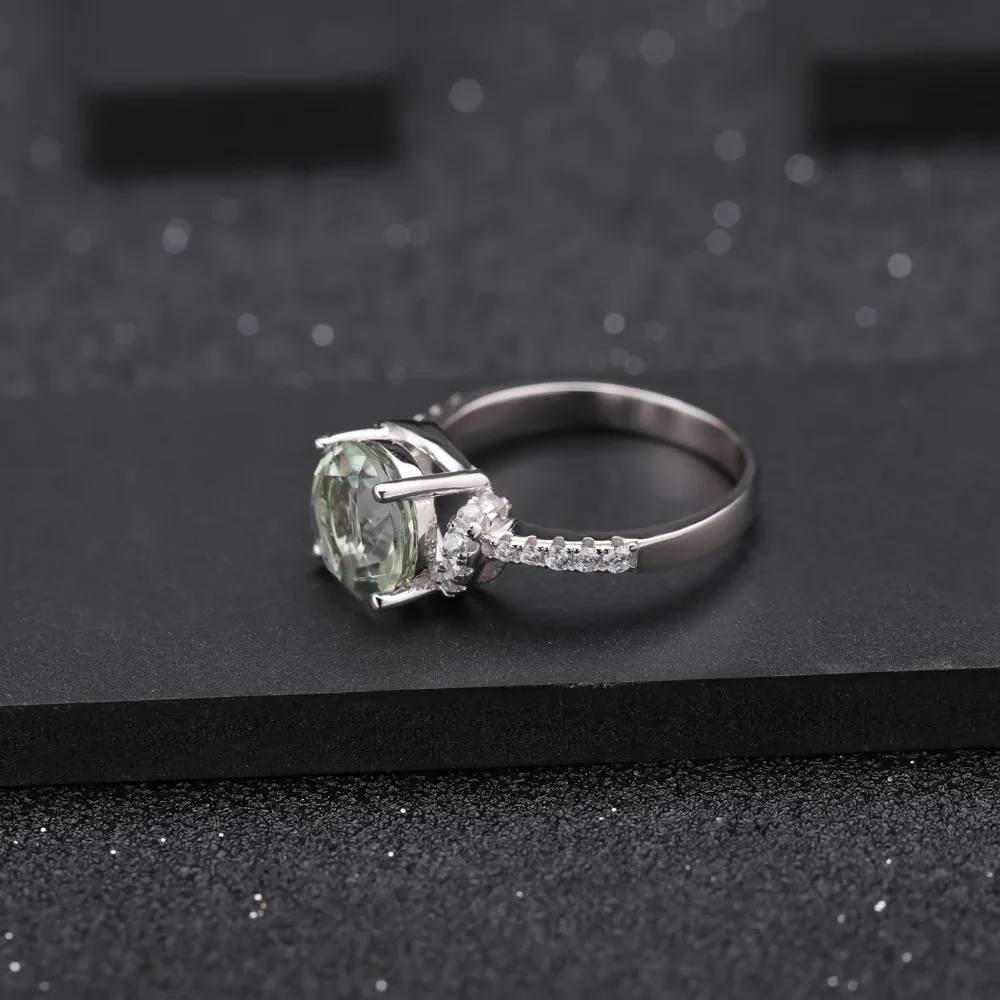 Gem's Ballet 2.73Ct натуральный зеленый аметист драгоценный камень кольцо из натуральной 925 пробы Серебряный Свадебный обручение для женщин подарок на день Святого Валентина
