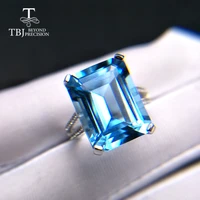 tbj big natural blue topaz ring oct 1216mm 13 2ct gemstone fine jewelry 925 sterling silver fahsion nice gift for women party