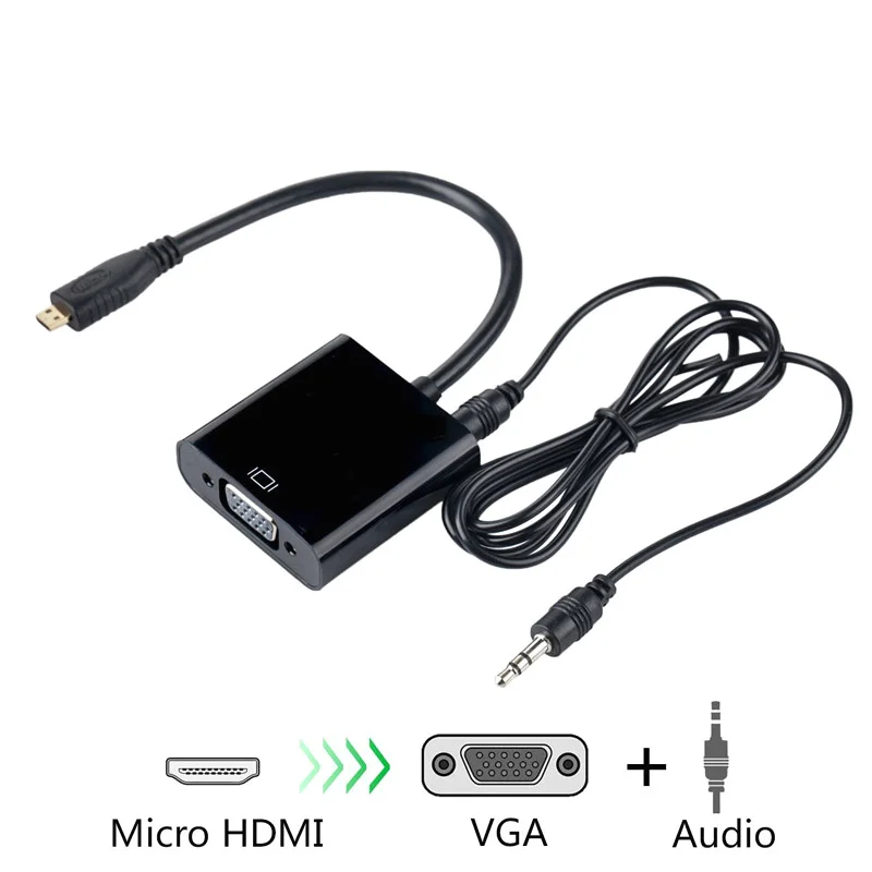 Micro HDMI к VGA видео конвертер Кабель адаптер для мужчин и женщин 1080 P HDMI2VGA