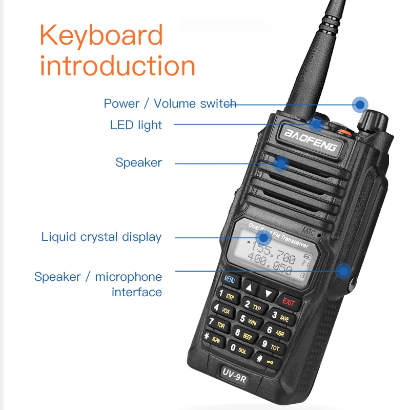 Baofeng UV-9R UV9R плюс Водонепроницаемая рация Ham VHF радиостанция IP67 10 км кв трансивер оборудование связи