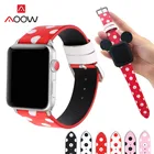 Кожаный ремешок для Apple Watch 40 мм, 44 мм, 38 мм, 42 мм, черный, белый, розовый, с принтом в горошек, ремешок для iWatch 1, 2, 3, 4