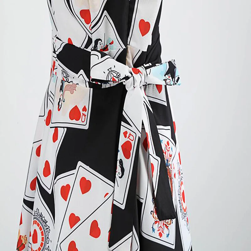 2019 летнее платье женское с принтом игральные карты без рукавов Boho стиль короткое