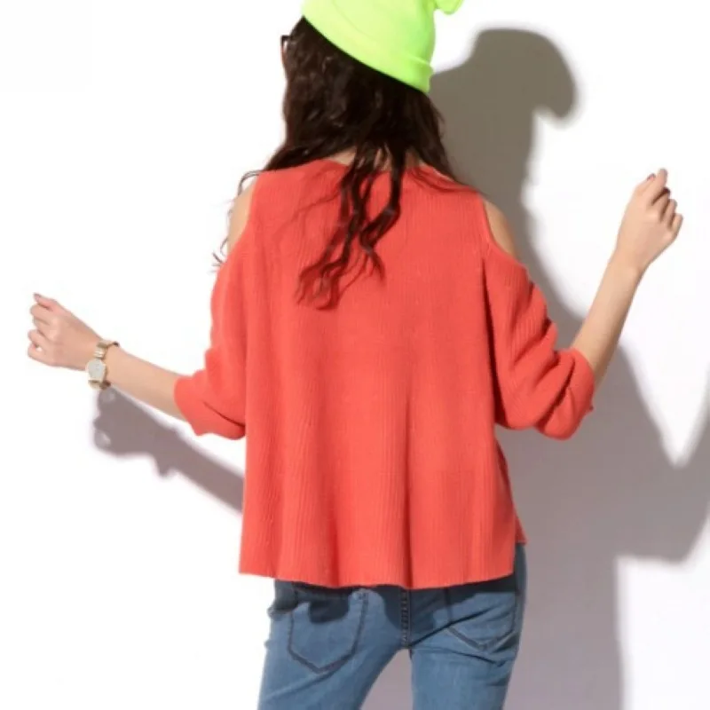 Free shipping 2015 New fashion Spring/Autumn Korean Women Sweet cute temperament batwing sexy strapless pullover sweater 4 color | Женская
