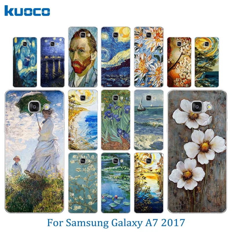 Для Samsung A7 2017 Чехол Мягкий силиконовый чехол для телефона Ван Гог узор Galaxy A720 A720F