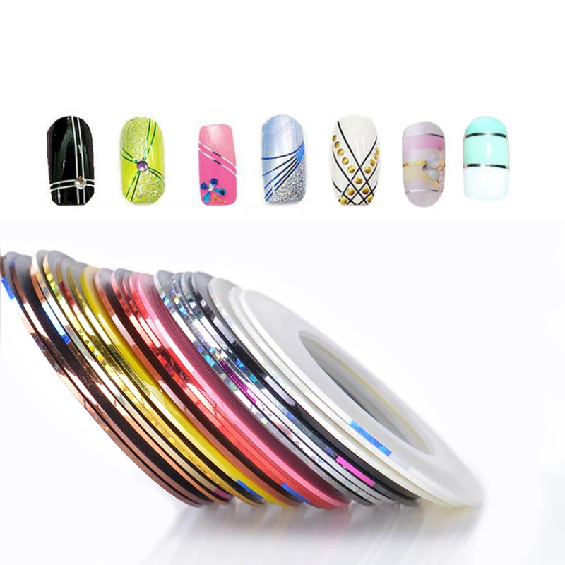 30 шт разноцветных рулонов для ногтей стрипинг ленты линия дизайна наклейки