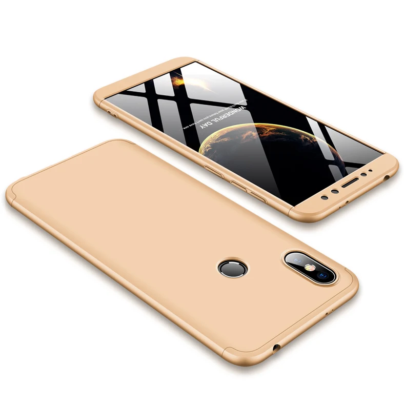 Gold Xiao mi Red mi S2 чехол 360 градусов полный корпус чехол для Xiao mi Red mi S 2 противоударный чехол с закаленным стеклом для red mi s2 - Цвет: Gold