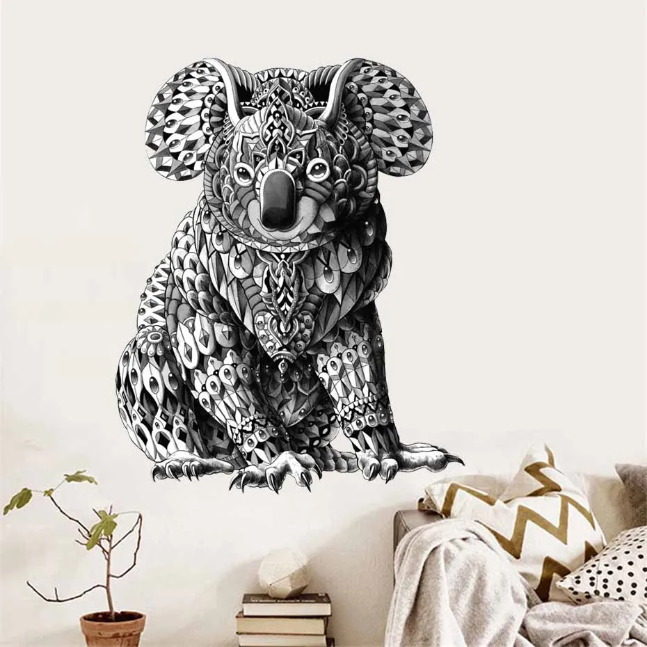 Большие милые наклейки Koala Bear в винтажном стиле с животными для гостиной сменные