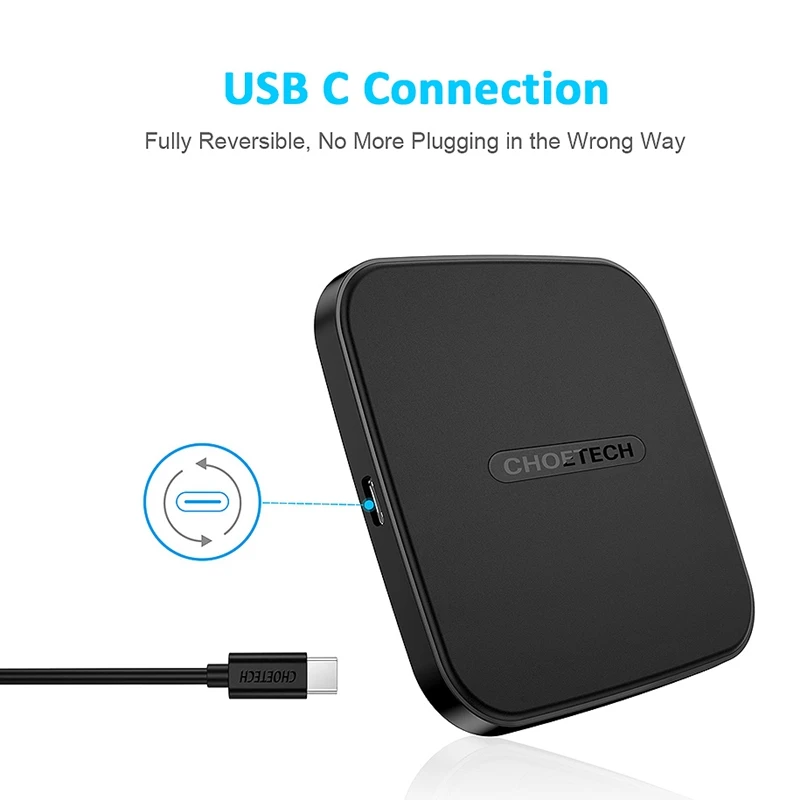 Choetech Usb Type C Qi Беспроводное зарядное устройство для Iphone 7 6S 8 Plus Samsung Galaxy S8 |