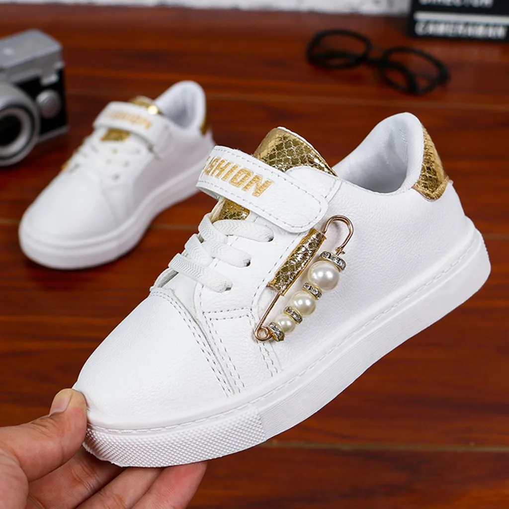 Детская спортивная обувь принцессы с перламутровыми вставками для маленьких