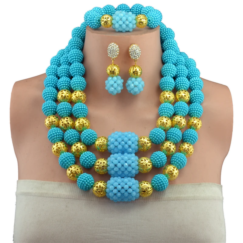 Нигерийский Свадебный золотой шар африканские бусины комплект ювелирных