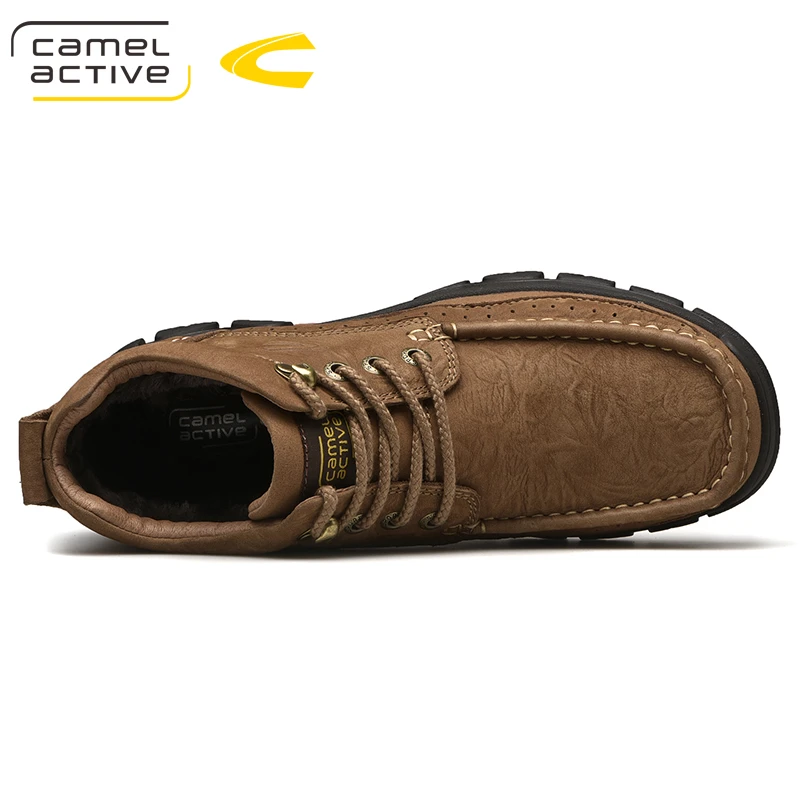 Camel Active/Новые Брендовые ботильоны из натуральной кожи; сезон осень-зима; высокое качество; короткие плюшевые модные мужские ботинки; зимние ботинки