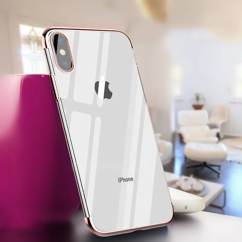 Ультра тонкий прозрачный мягкий ТПУ чехол для iPhone XR XS Max s Покрытие блестящий 6 6S 7 8