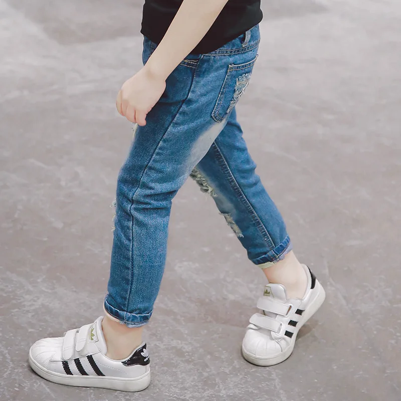 Новое поступление 2017 детские джинсовые брюки для мальчиков осенние с